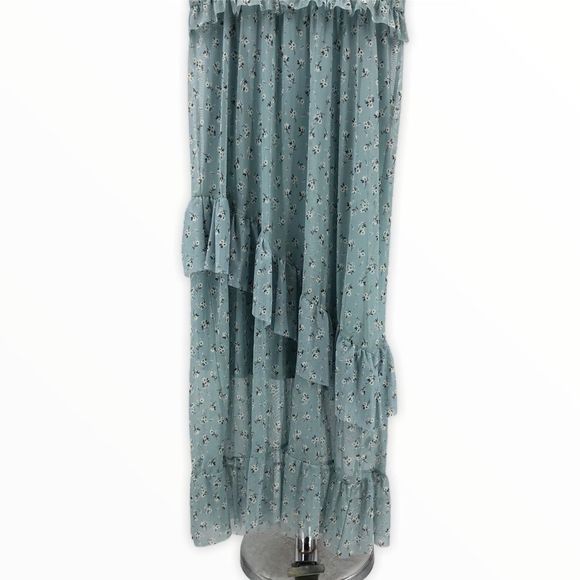 New Look Mesh Frill Blue Floral Ruffle Dress NWT - Picture 6 of 15